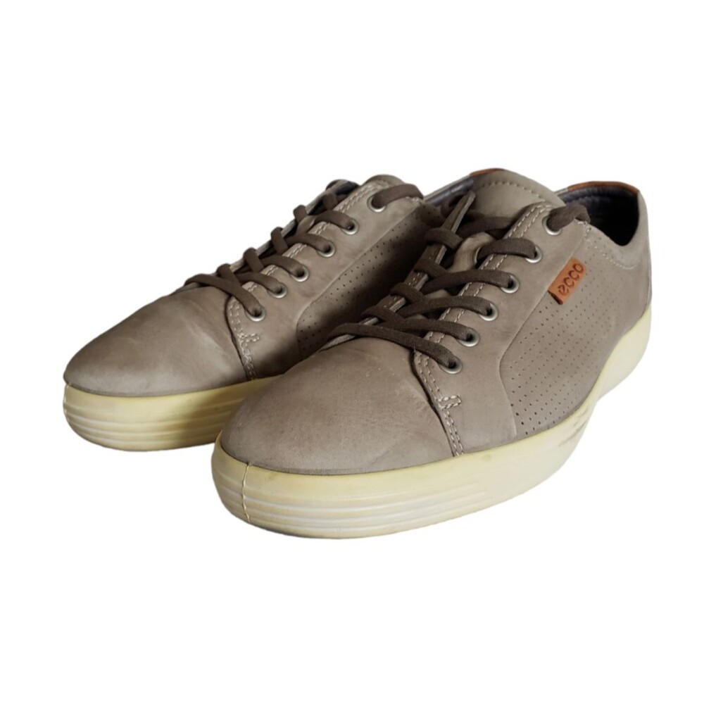 ECCO Soft 7 Street Leather Gray Perforated Sneaker Shoes EU 44 Men's Size 10.5